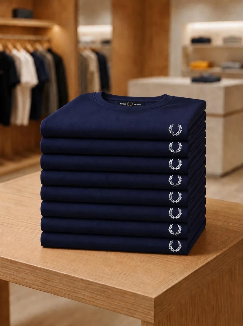 Camiseta Basica Fred Perry cor Azul Marinho — imagem 1 de 1